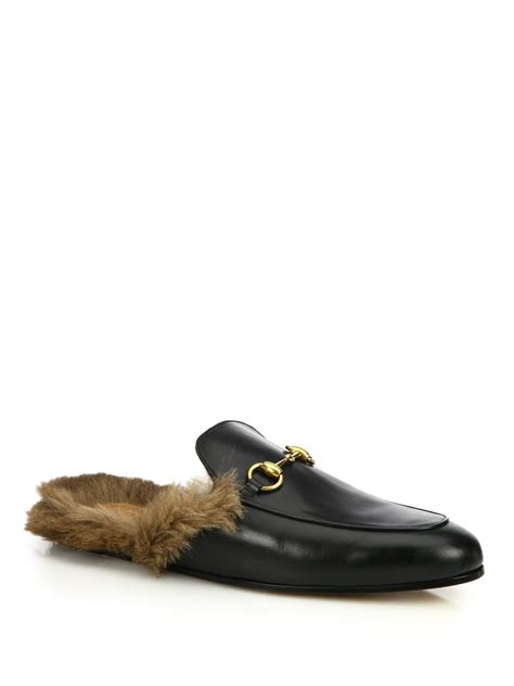 black leather gucci replica loafer shoes|gucci fur loafers women's.